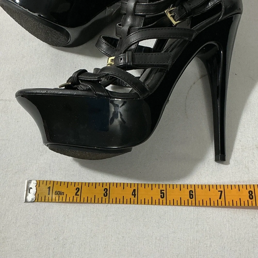 FRH Black Strappy Gladiator Platform Stiletto Heels